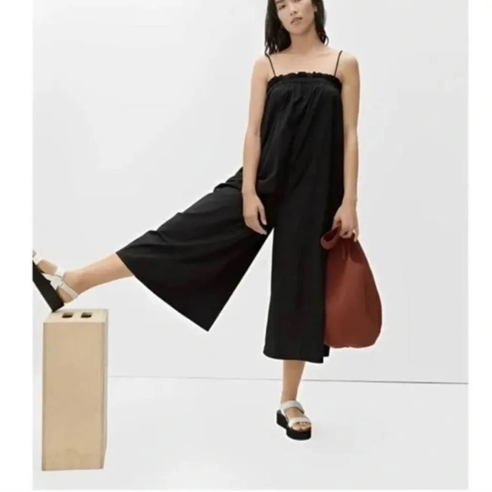 Everlane Black Wide-Leg Spaghetti-Strap Jumpsuit